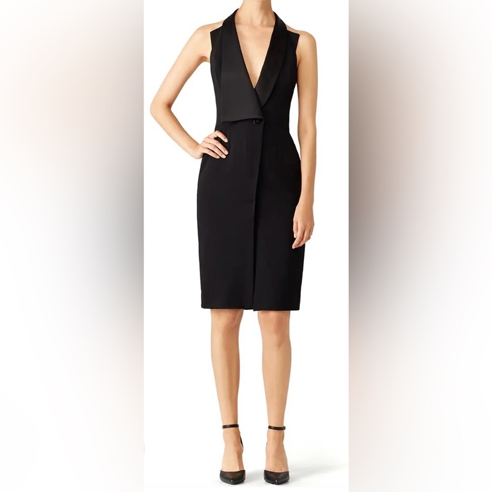Halston Black Tuxedo Sexy Sheath Dress - NWT, size M
